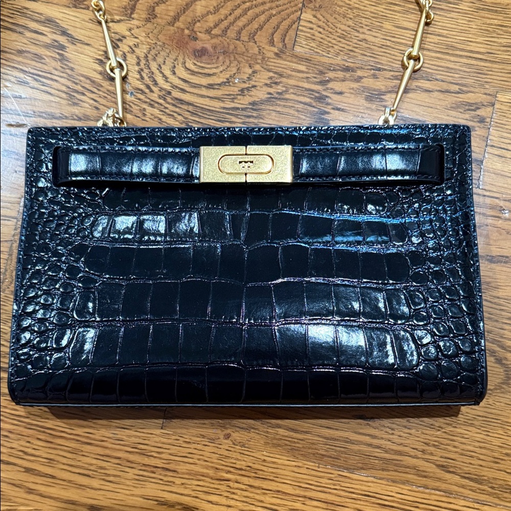 Tory Burch Lee Radziwill black leather Clutch/Shoulder bag